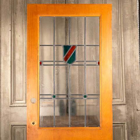#45814 32x79 Vintage Interior Door w/ Leaded Glass image 6