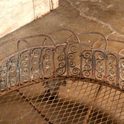 #45974 Antique Footed Wrought Iron Oval Basket image 6