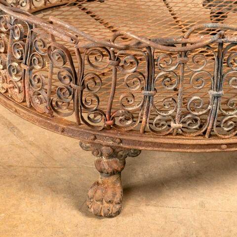 #45974 Antique Footed Wrought Iron Oval Basket image 8