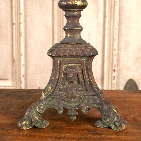 #46218 Antique Cast Brass Footed Candle Stick image 5