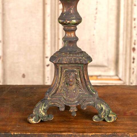 #46218 Antique Cast Brass Footed Candle Stick image 7