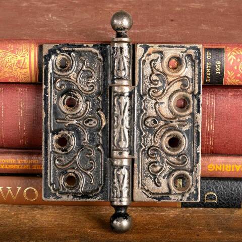 #46222 4" Antique Cast Iron Ball Finial Door Hinge image 2