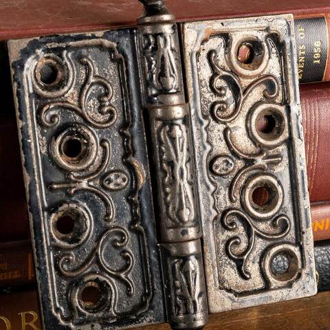 #46222 4" Antique Cast Iron Ball Finial Door Hinge image 3