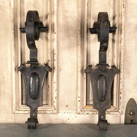 #46283 Antique Iron Tudor Fireplace Mantel Brackets image 6