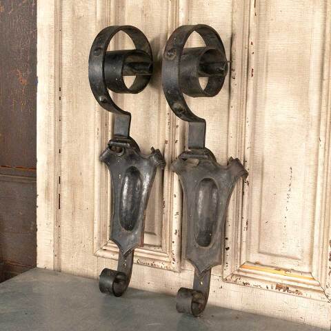 #46283 Antique Iron Tudor Fireplace Mantel Brackets image 2