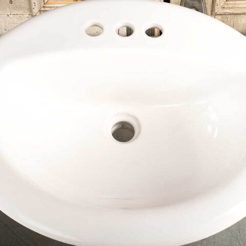 #46333 Porcelain Drop-in Bathroom Vanity Sink Bowl image 3