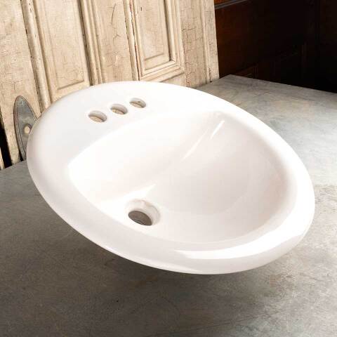 #46333 Porcelain Drop-in Bathroom Vanity Sink Bowl image 6