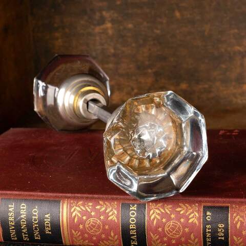 #46364 Antique Glass & Nickel Doorknobs Hardware image 4