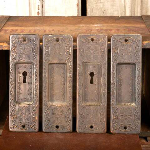 #46369 Antique Ornate Pocket Door Pulls image 2