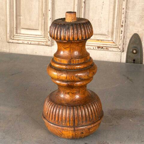 #46381 Antique Oak Turned Furniture Finial / Foot image 2
