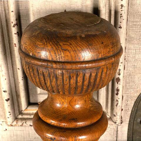 #46381 Antique Oak Turned Furniture Finial / Foot image 6