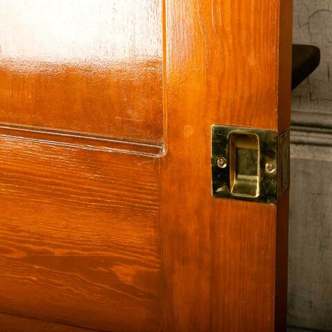 #46522 36x80 Salvaged 2 Panel Pine Pocket Door image 5