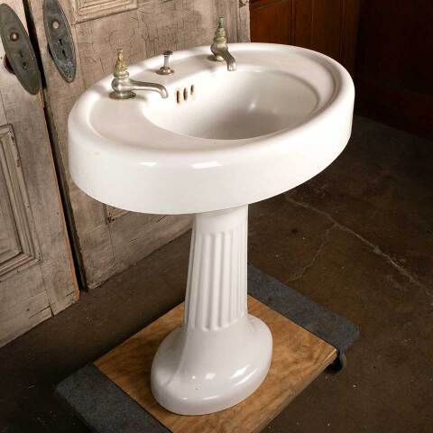 #46609 Antique Cast Iron Bathroom Pedestal Sink image 7