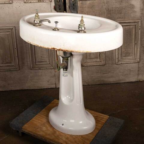 #46609 Antique Cast Iron Bathroom Pedestal Sink image 8