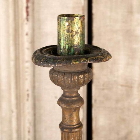 #46692 Antique Cast Brass Footed Candle Stick image 2