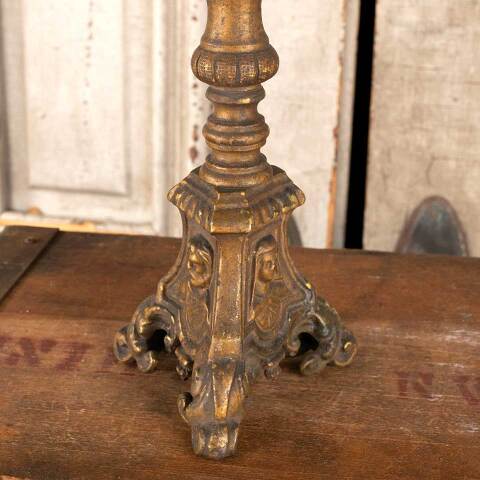 #46692 Antique Cast Brass Footed Candle Stick image 5