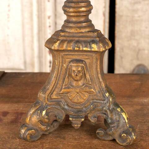 #46692 Antique Cast Brass Footed Candle Stick image 7