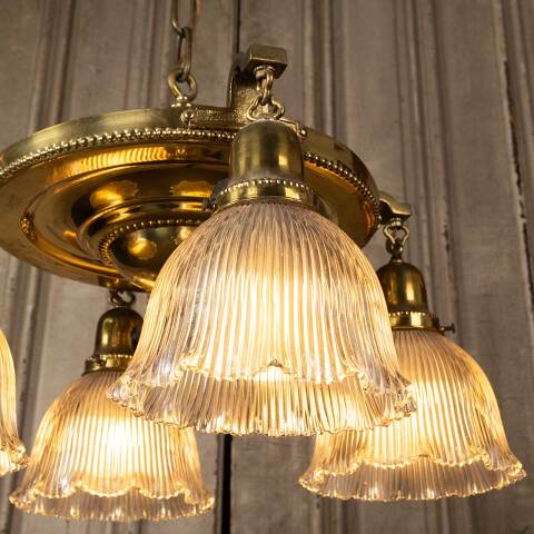 #46710 Salvaged Antique 4 Light Chandelier Fixture image 6