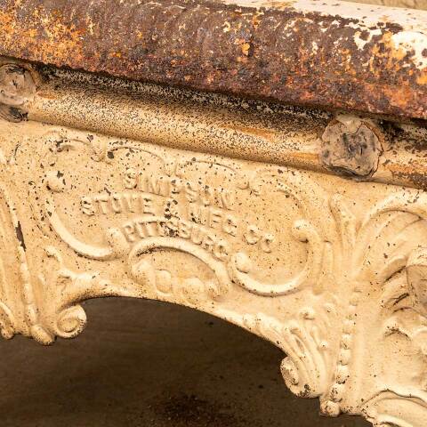 #46763 Salvaged Antique Ornate Cast Iron Stove Base image 3