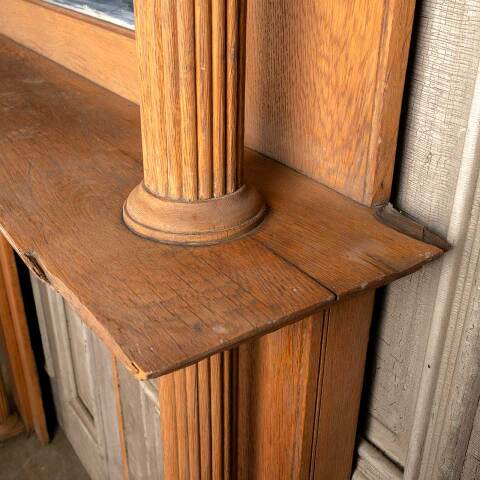 #46907 Antique Oak Fireplace Mantel with Mirror image 6