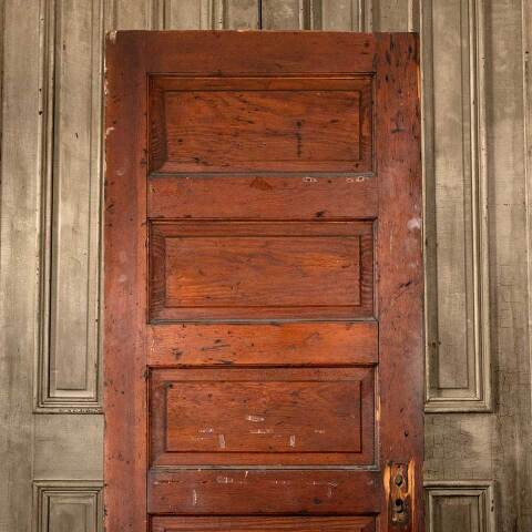 #46913 30x77 Antique 5 Panel Pine Interior Door image 2