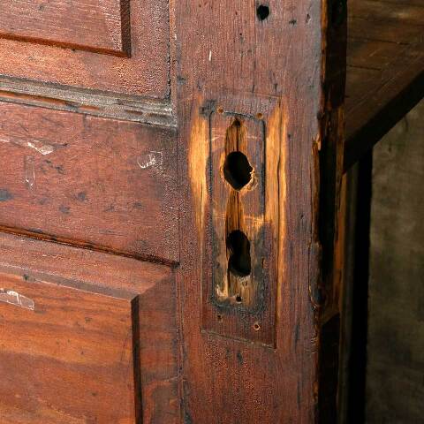 #46913 30x77 Antique 5 Panel Pine Interior Door image 4