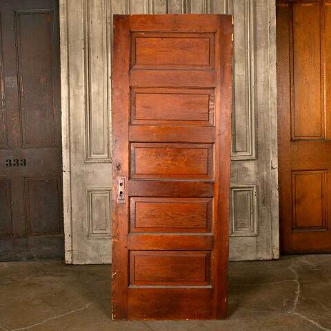 #46913 30x77 Antique 5 Panel Pine Interior Door image 5