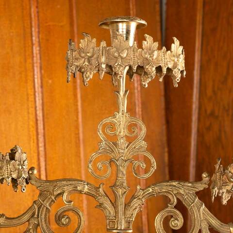 #47066 Antique Cast Brass Girandole Candelabra image 2