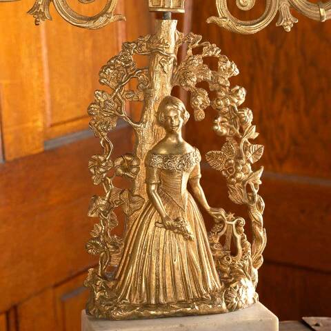 #47066 Antique Cast Brass Girandole Candelabra image 4