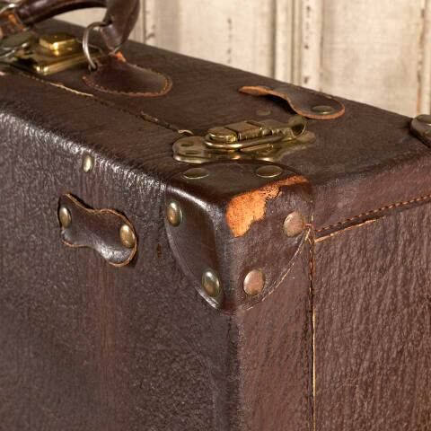 #47156 Antique Leather Travel Suitcase image 6