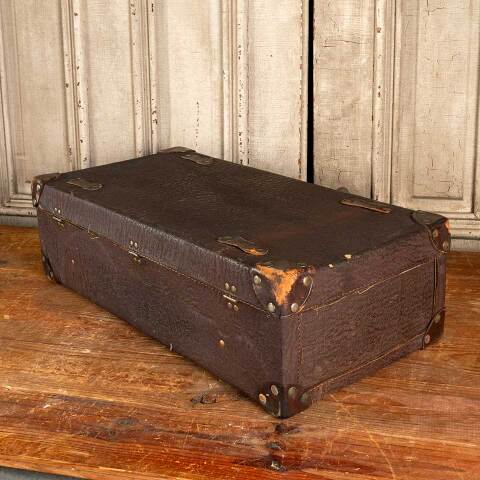 #47156 Antique Leather Travel Suitcase image 7