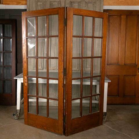 #47189 66x79 Antique Oak 15 Lite French Doors image 3