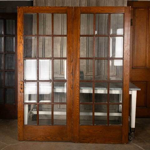 #47189 66x79 Antique Oak 15 Lite French Doors image 4