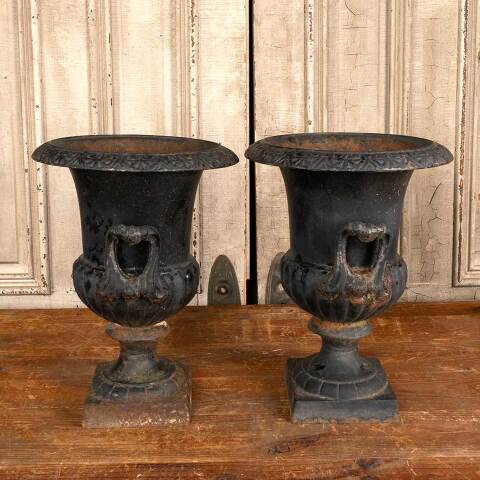 #47284 Pair of Cast Iron Garden Planter Urns image 2