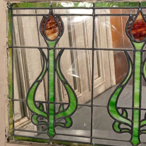 #47298 Salvaged Antique Stained Glass Tulip Window image 6