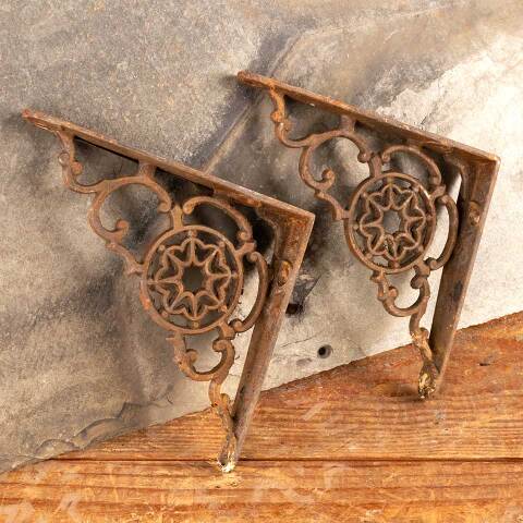 #47339 Antique Ornate Cast Iron Shelf Brackets image 4
