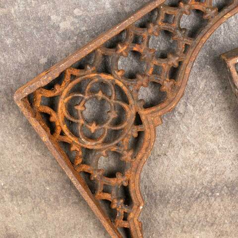 #47364 Antique Ornate Cast Iron Shelf Brackets Pair image 5