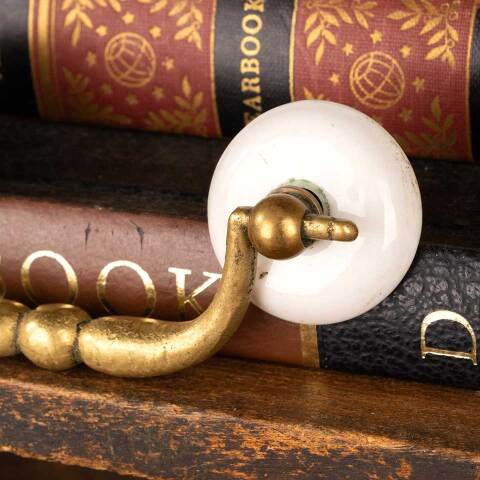 #47580 Antique Brass & Porcelain Bail Pull Hardware image 5