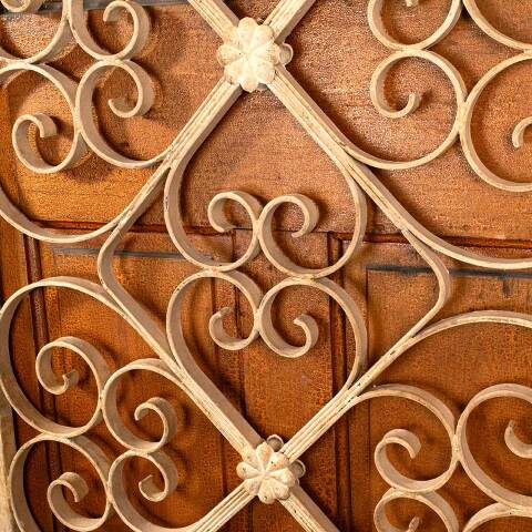 #47736 Salvaged Vintage Wrought Iron Window Panel image 6