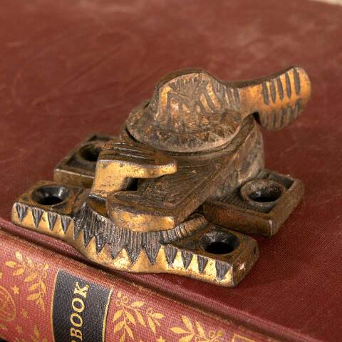 #47790 Antique Ornate Cast Iron Sash Window Lock image 7