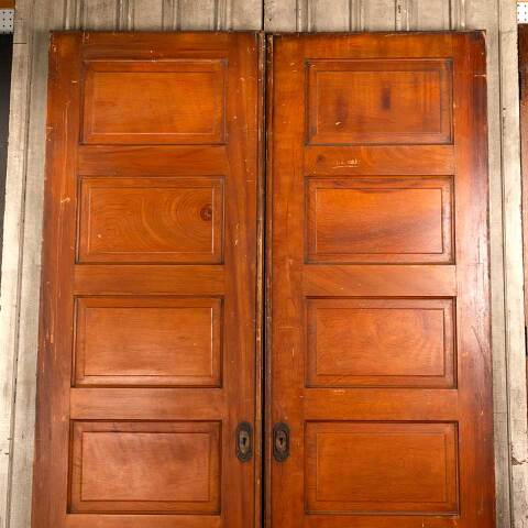 #47791 61x91 Antique 5 Panel Pine Pocket Doors image 7