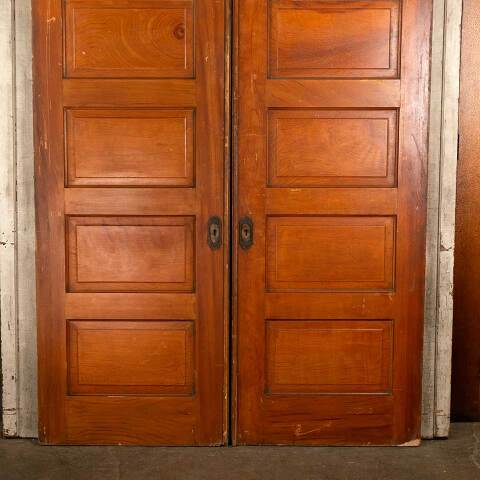 #47791 61x91 Antique 5 Panel Pine Pocket Doors image 8