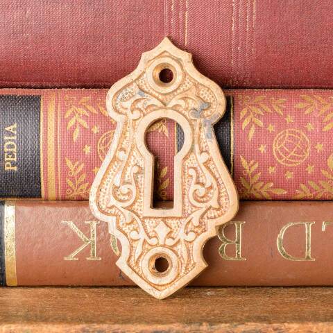 #47821 Antique Ornate Bronze Keyhole Escutcheon image 2