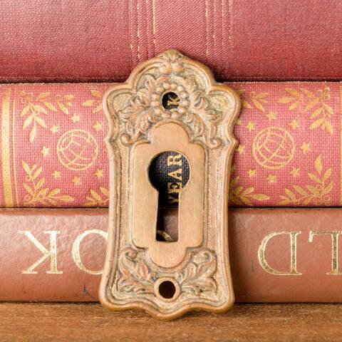 #47827 Antique Lockwood Door Keyhole Escutcheon image 3