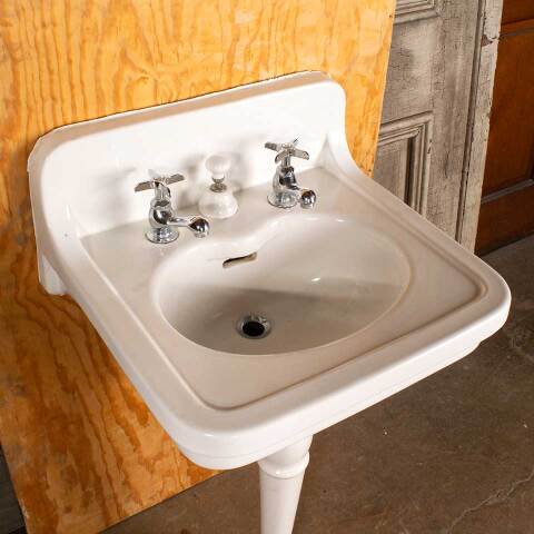 #47958 Antique Porcelain Peg Leg Bathroom Sink image 2