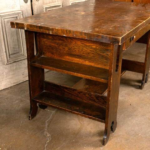 #48150 Antique Arts & Crafts Oak Library Table image 5
