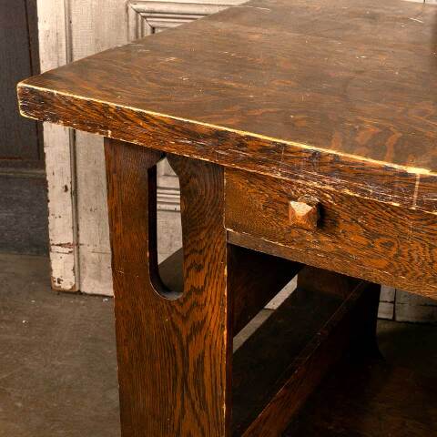 #48150 Antique Arts & Crafts Oak Library Table image 7