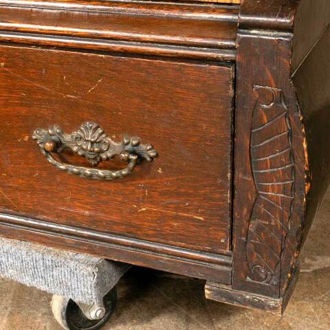 #48156 Antique Oak Two Door Bookcase image 8