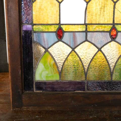 #48357 24x20 Antique Stained Glass Window AS IS image 4