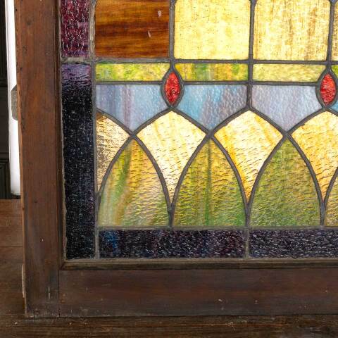 #48359 24x20 Antique Stained Glass Window image 3